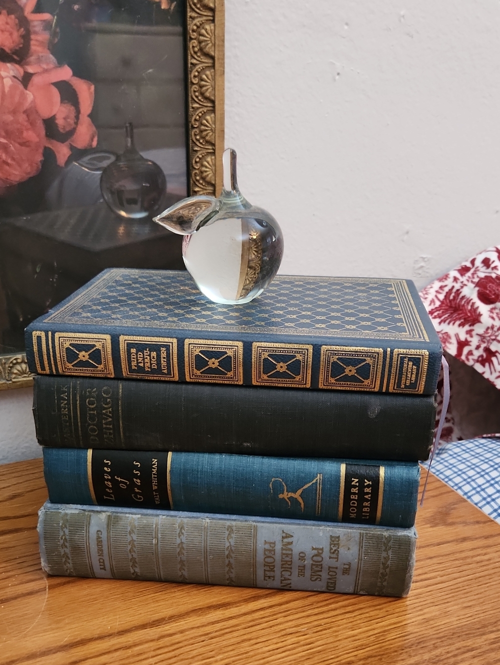 Clear glass apple paperweight glass art home decor office
